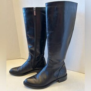 Aquatalia Geneva diamond toe water proof black leather riding boots in size 7. J